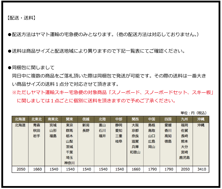 送料案内